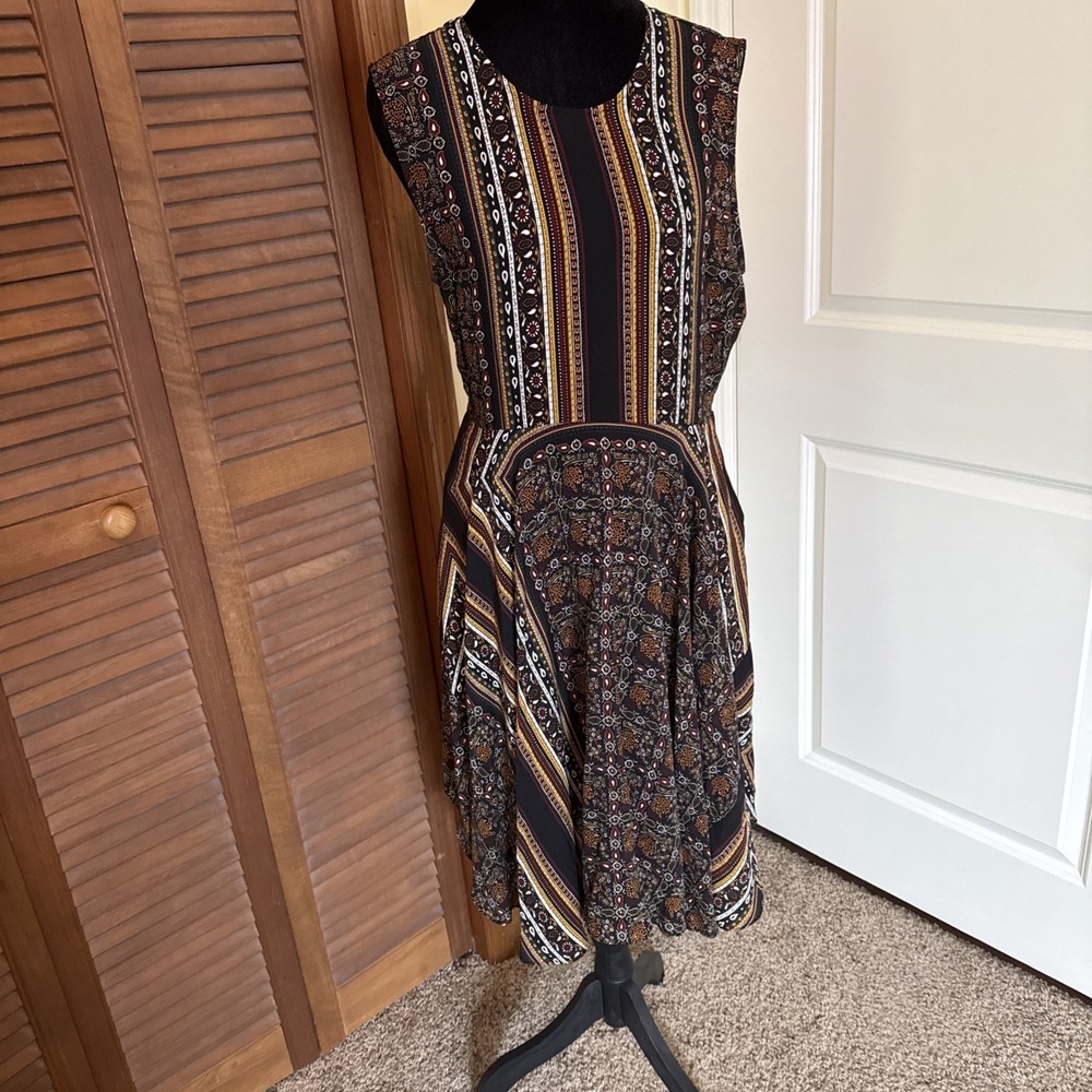 A.L.C. 100% Silk Hartmann Printed Sleeveless Dress Scarf Print Ruffled Size 6